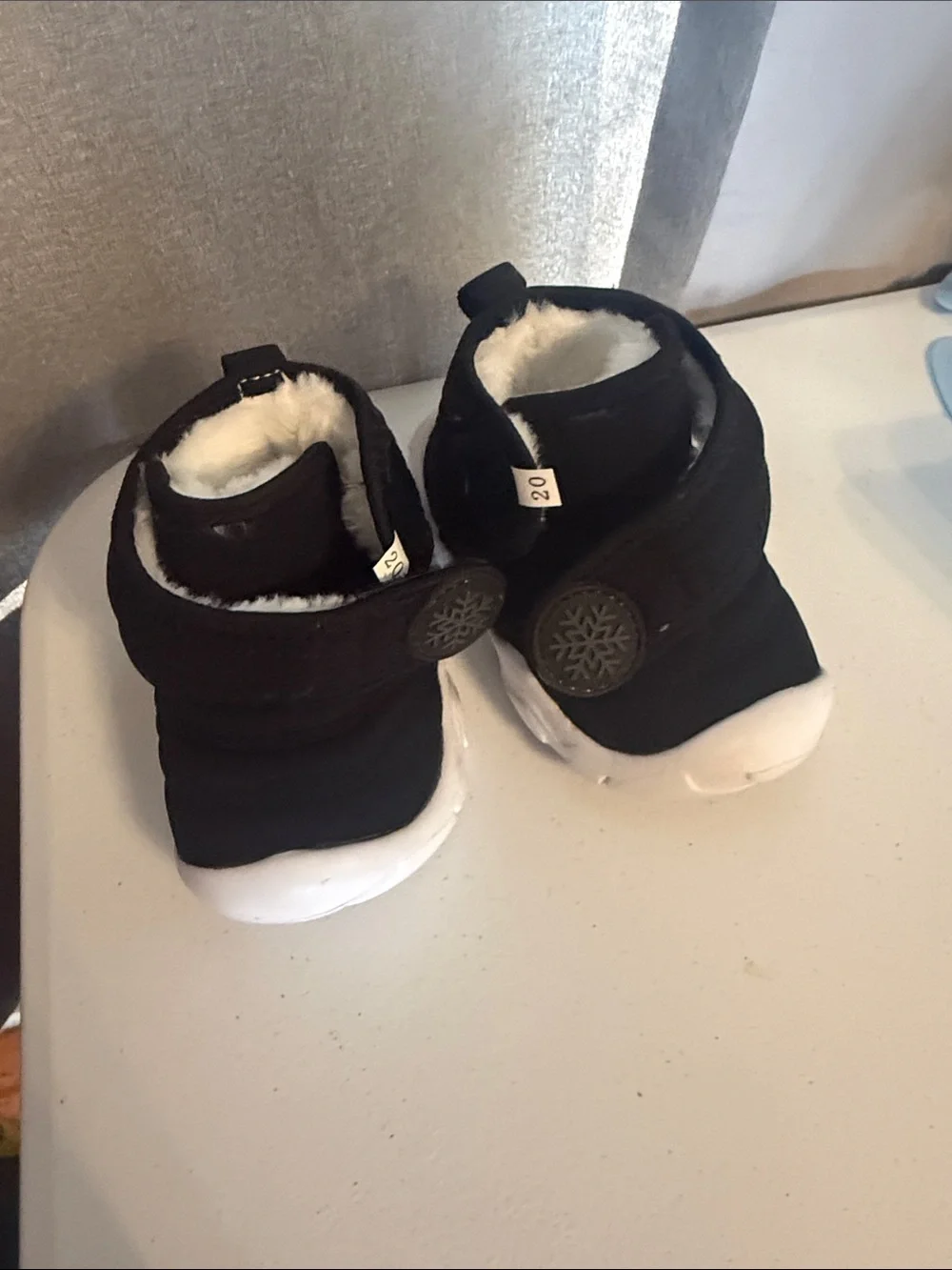 Kids Black Winter Booties with Plush Lining